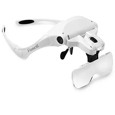 LED Illuminated Hands Free Head Magnifier Visor 1X To 3.5X Zoom With 5 Detachab • £26.54