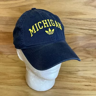 University Of Michigan Adidas Logo Hat Adjustable Strapback Blue Embroidered Cap • $19.85