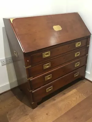 Writing Bureau With Drawers Solid Yew Tree Wood With Brass Fittings • £1500