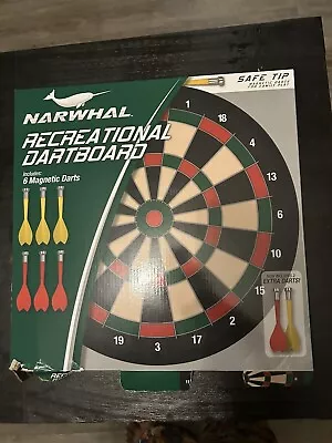 Narwhal Recreational Dartboard Magnetic With 6 Darts NEW • $20.99