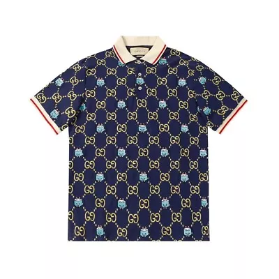 Gucci Men's Blue Polo Shirt Embroidery GG Motif Size XL • $199