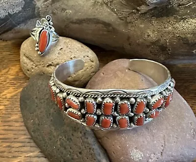 Bracelet And Ring(925)-Native American-Blood Red Coral-...  Beautiful Together   • $115.38