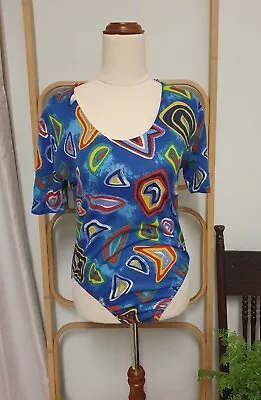 Vintage Rare 70s 80s Snap Crotch Funky Print Leotard Bodysuit Size S • $45