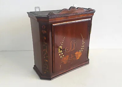 Biedermeier Wall Cabinet Rich Inlaid Dat. 1840 Brewery To The Green Foliage   • $635.55