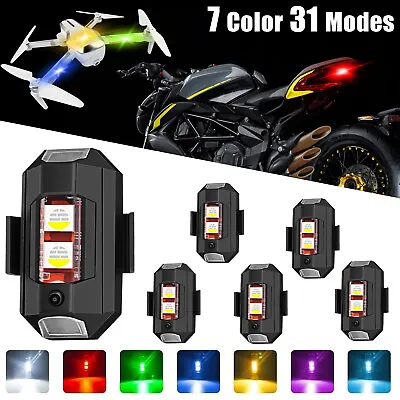 6x 7Colors LED Aircraft Strobe Light MTB Taillight Anti-collision Warning Lamps • $12.48