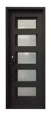 Reno Model Single Front Entry Wrought Iron Door  Frost Glass 38 X 96  • $2495