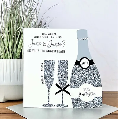 Personalised Handmade Tin/10th Wedding Anniversary Card Friends Daughter Son • £4.85
