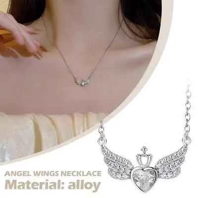 Fashion Women Jewelry Alloy Rhinestone Heart Wing Pendant 2024 New Necklace F7A3 • $1