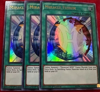 Yugioh 3x Miracle Fusion Ultra Rare DUPO 1st Edition Playset For Hero Decks! • $6.89