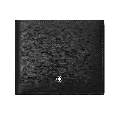 Mens Wallet Montblanc Meisterstück 129244 Black Leather Compact Cards Billfold • $347