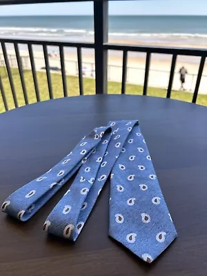 Q. CLOTHIER Men's Silk Linen Tie Baby Blue W/paisleys 3 1/8  • $49.99