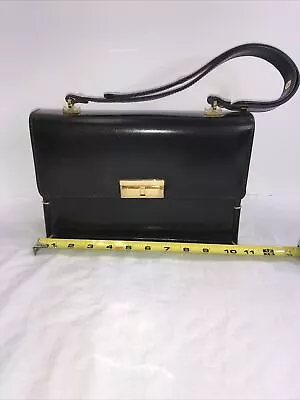 VINTAGE MISURI  BLACK LEATHER Bag Purse Red Interior • $85