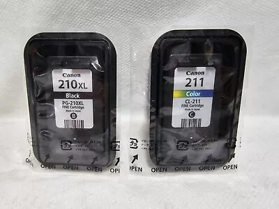 Genuine OEM Canon PG-210XL Black & CL-211 Color Ink Cartridge Open Box New • $26.95