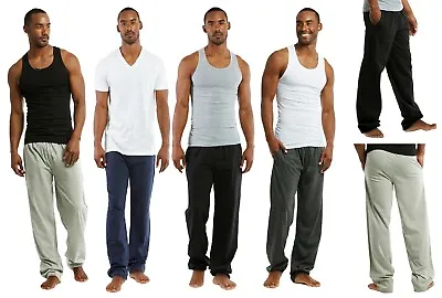 Mens Cotton Comfy Causal Lounge Sleep Pajamas PJ W/ Pockets Knit Pant S M L XL • $13.95