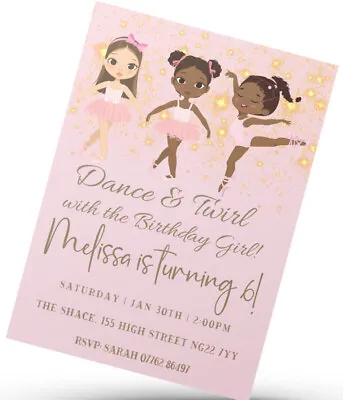 10 X Ballet Girls Birthday Party Invitations Personalised Invites Children • £4.46