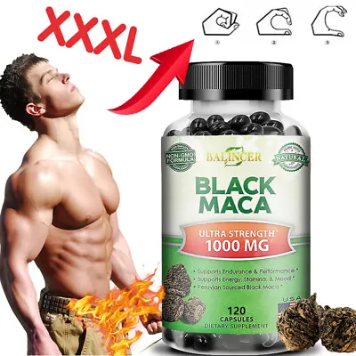 Black Maca 1000mg Capsules - Super Powerful Sexual Health Performance Booster • $10.72