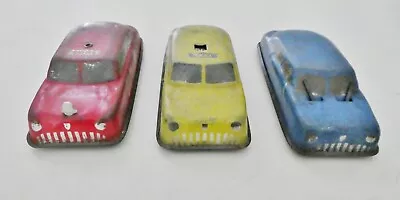Three Vintage 1950 - 1960s Tin Toy Car's  With Rotating Fare • $6