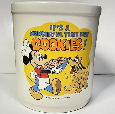 VTG 1980 Walt Disney Mickey Mouse Cookie Jar Its A Wonderful Time Kitchen Crock • $28.99