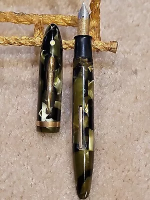 VINTAGE 1930s PEARL & Green SHEAFFER LIFETIME FULLSIZE BALANCE FOUNTAIN PEN #112 • $69.95