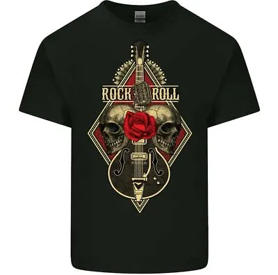 Rock & Roll T-Shirt Guitar Skull Mens Guitarist Biker Death Heavy Metal Music • £10.99
