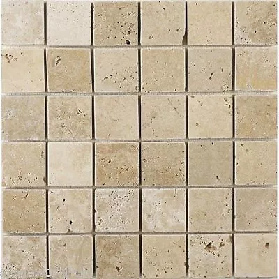 £3.99 • Buy Tumbled Classic Light Travertine Mosaic Tiles 48 X 48 X10 Mm 