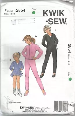 Kwik Sew Pattern 2854 Cross Over Tops Pants Dance Child 4-7 OOP  Uncut • £11.11