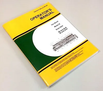 Operators Manual For John Deere Van Brunt  B  Grain Drill Owners Rates Planter • $20.57