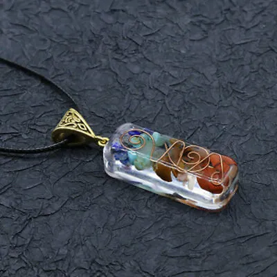 7 Chakra Orgone Crystal Pendant Natural Quartz Chip Stone Necklace Healing Gift • $2.73