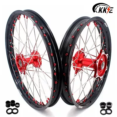 KKE 21/19 Cast Dirt Bike MX Wheels Rim Fit Honda CR125R CR250R 2002-2013 Red • $449