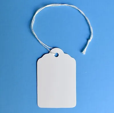 White Merchandise Tags With String Attached -  500 Hanging Marking Paper Tags • $14.99