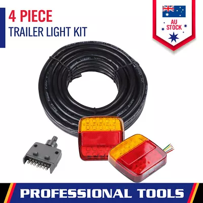 2Pc 26LED Trailer Tail Light Kit Pair Plug 8m 5 Core Wire Caravan Ute Waterproof • $39.99