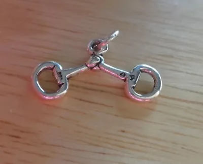 Sterling Silver Small 13x21mm Horse Riding Tack Bent Snaffle Bit Charm • £11.08