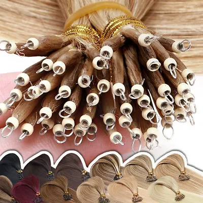 8A Nano Ring American Remy 100% Human Hair Extensions Micro Loop Beads 1G Thick • $27.84
