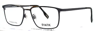 EVATIK 9186 M203 Gray Gunmetal Mens Rectangle Full Rim Eyeglasses 55-17-140 B:40 • $89.99