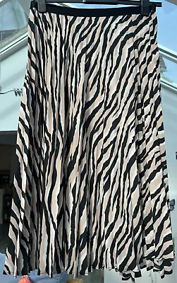 Size 12 Midi Skirt Pleated Pink Mix Wallis Stripe ANimal Zebra Print • £4.99