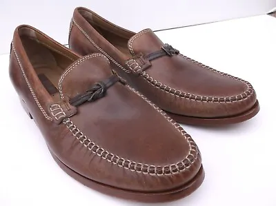 H.S. Trask Sawyer Brown Burnished Steer Leather Knot Loafer Shoes 10.5 M $210 • $53.20
