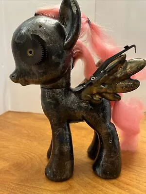 $45 • Buy OOAK My Little Pony Steam Punk Black W/ Pink Hair Customized. Metallic  8”