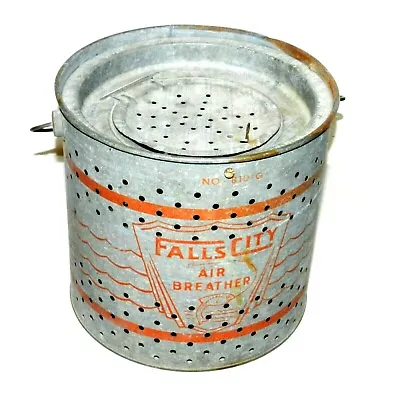 Vintage Falls City Air Breather 810-G Minnow Bucket Bait Pail • $44.99