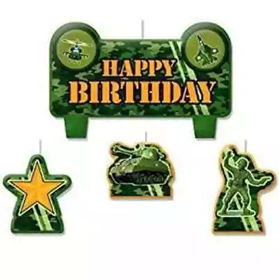 Camouflage Military / Army Party Supplies Birthday Candle Set (4 Pieces) • $9.80