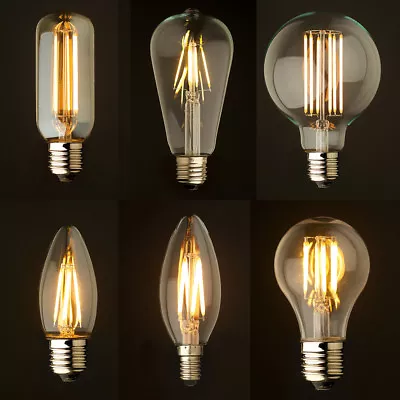 Industrial Dimmable LED Filament Light Bulbs Glass Candle Globe E14 E27 B15 B22 • £5.20