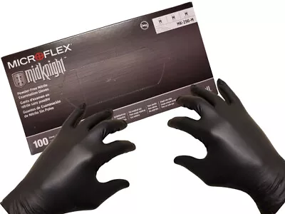 Midknight Exam Gloves Nitrile Textured Black 5.9mil Thick Medium Large Or XL • $15.95