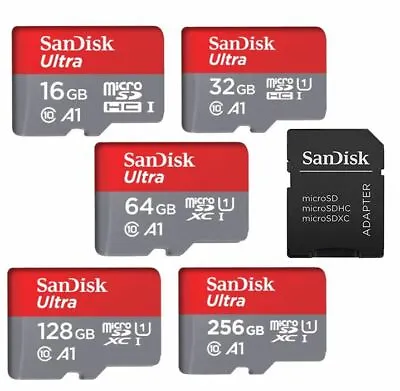 SanDisk 16GB 32GB 64GB 128GB 256GB Memory Card Micro SD ULTRA TF C10 A1 ADAPTER • $1.87