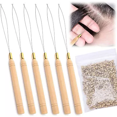 3mm Nano Ring Micro Beads Hair Extensions Pulling Loop Hook Tool Threader Wire B • £3.79