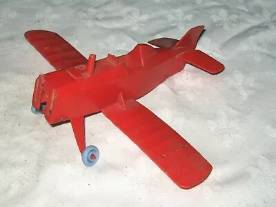 Rare 1950's Australian Red Plastic Molded Model Toy Biplane (Parts/Repair) • $7.20
