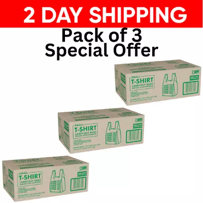 3 Pack-Small T-Shirt Carry-Out Bags 7  X 5  X 15  {2000 Ct.} NO SHIP NJ • $79.99