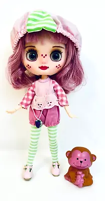 Middie Blythe Custom OOAK Raspberry Tart 8  BJD Doll In Classic Outfit With Pet • $199.99