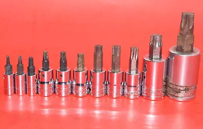 Snap-On 11pc 1/4 + 3/8 + 1/2  Drive T10 - T60 TORX / STAR Driver Bit Socket Set • $145.95