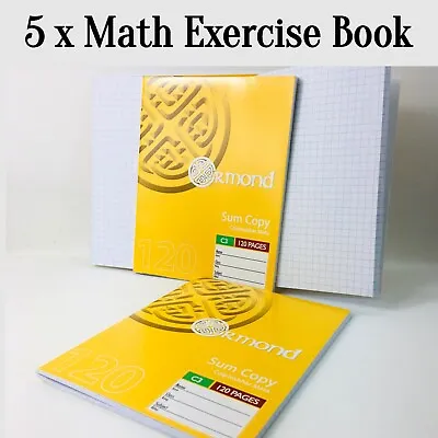 5 X Maths Exercise Book Home School Exercise Notebooks Soft Back Cover 5mm Box • £4.94