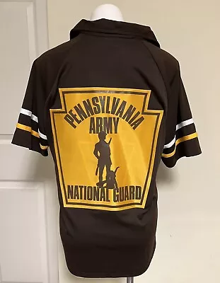 Vintage Bowling Shirt JOE Mens Large 70’s PA National Guard Rockabilly Brown • $30