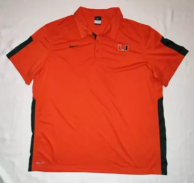 Nike Dri Fit Miami Hurricanes Orange Short Sleeve Coaches Golf Polo Shirt XXL • $19.99